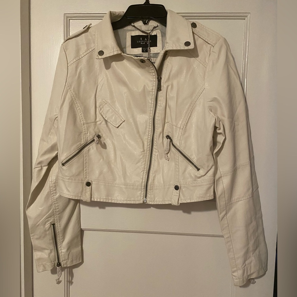 Coalition LA White Vegan Leather Jacket, XL New with Tags!